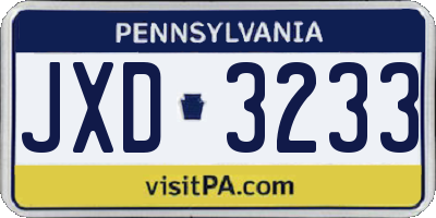 PA license plate JXD3233