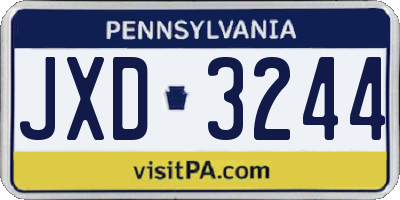 PA license plate JXD3244