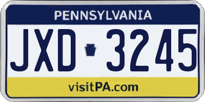 PA license plate JXD3245