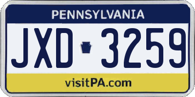 PA license plate JXD3259