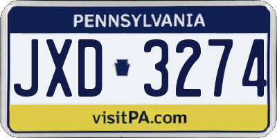 PA license plate JXD3274
