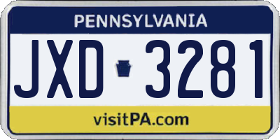 PA license plate JXD3281