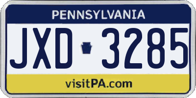 PA license plate JXD3285
