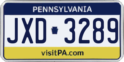 PA license plate JXD3289