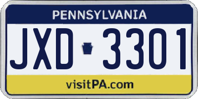PA license plate JXD3301