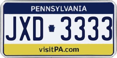 PA license plate JXD3333