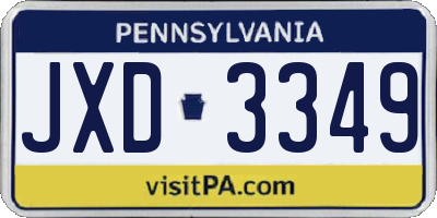 PA license plate JXD3349