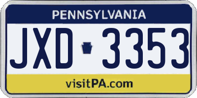 PA license plate JXD3353
