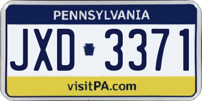 PA license plate JXD3371