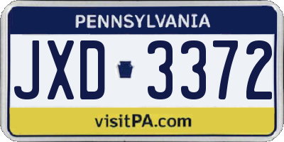 PA license plate JXD3372