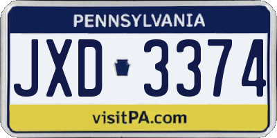PA license plate JXD3374
