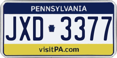 PA license plate JXD3377