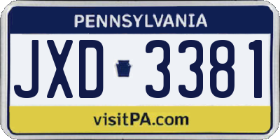 PA license plate JXD3381