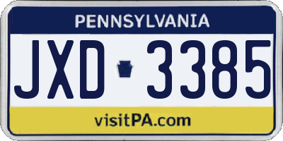PA license plate JXD3385