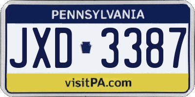 PA license plate JXD3387