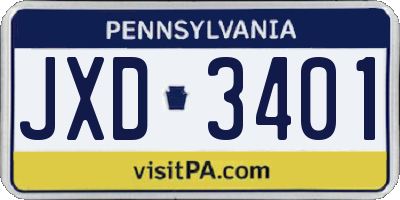 PA license plate JXD3401