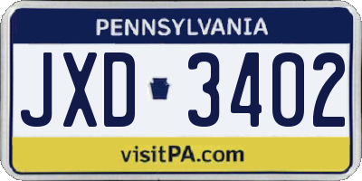 PA license plate JXD3402