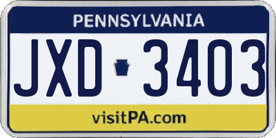 PA license plate JXD3403