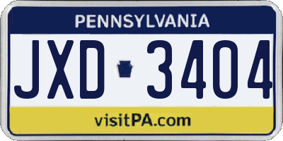 PA license plate JXD3404
