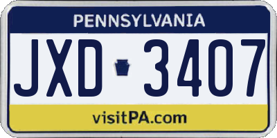 PA license plate JXD3407