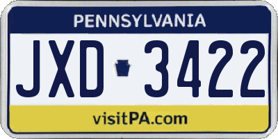 PA license plate JXD3422