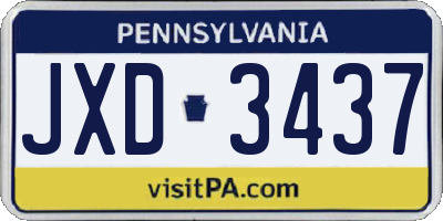 PA license plate JXD3437
