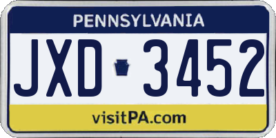 PA license plate JXD3452
