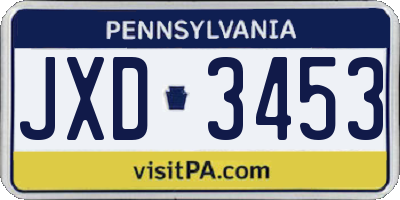 PA license plate JXD3453