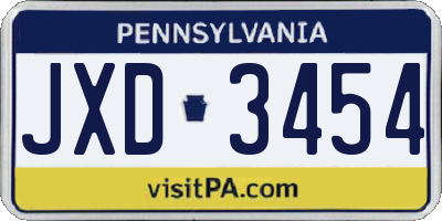 PA license plate JXD3454