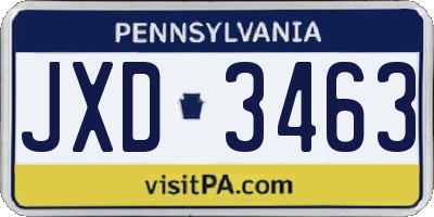 PA license plate JXD3463
