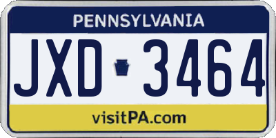 PA license plate JXD3464