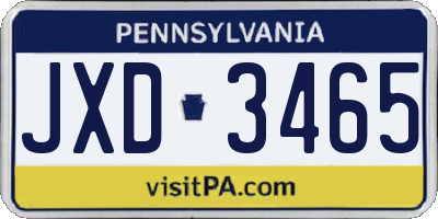 PA license plate JXD3465