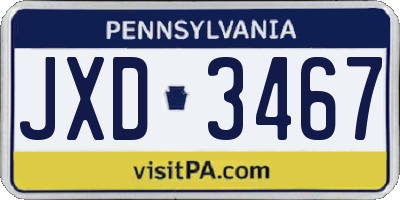 PA license plate JXD3467