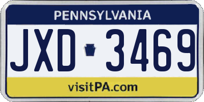 PA license plate JXD3469