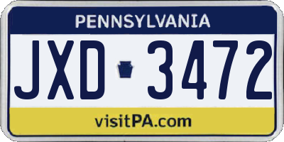 PA license plate JXD3472