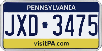 PA license plate JXD3475