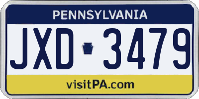 PA license plate JXD3479