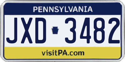 PA license plate JXD3482