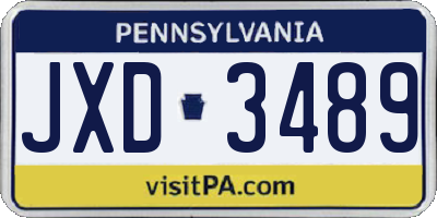 PA license plate JXD3489