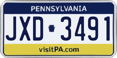 PA license plate JXD3491