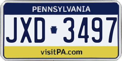 PA license plate JXD3497