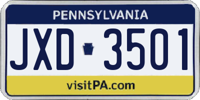 PA license plate JXD3501
