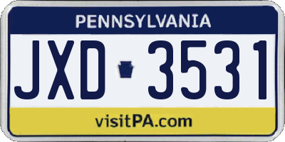 PA license plate JXD3531