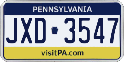 PA license plate JXD3547