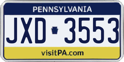 PA license plate JXD3553