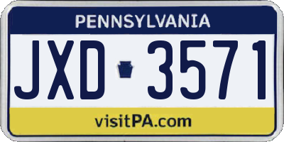 PA license plate JXD3571