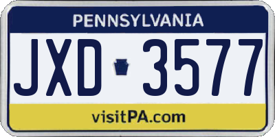 PA license plate JXD3577