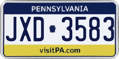 PA license plate JXD3583