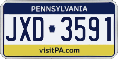 PA license plate JXD3591