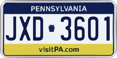 PA license plate JXD3601